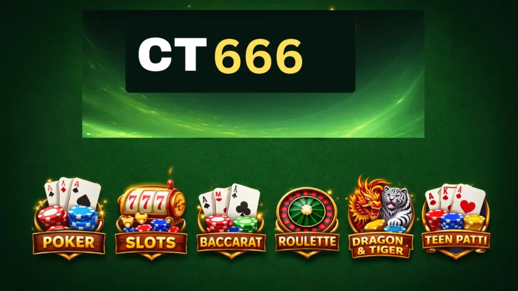 CT666 Game Download |Latest Version V1.1.64| in 2026 2 CT666 Game promotional image featuring a stylish male character with sunglasses, casino cards, and slot machine elements on a colorful gaming background.